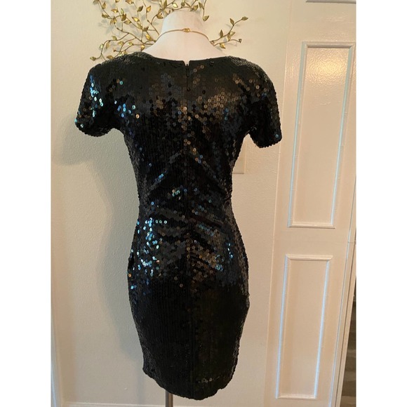 90s Cache Sequin Dress Black Size Small Wedding, Formal Attire Prom - Picture 4 of 7